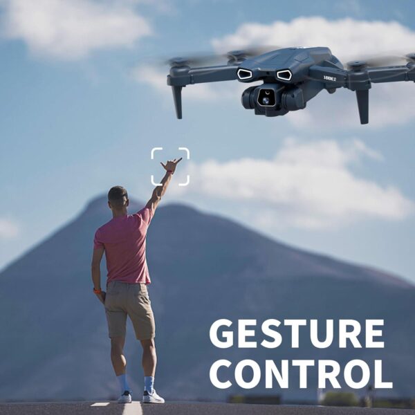 Drones with 2 Camera HD1080P for adults,Foldable drone 720p Wifi FPV RC Quadcopter Beginners,Aircraft 135° Electrically Adjustable Camera,Optical Flow Positioning,3D Flip,One Key Start,2 Batteries - Image 5