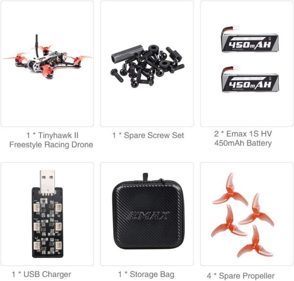 EMAX Tinyhawk II Freestyle FPV Racing Drone: 120km/h, 7000KV Brushless Motor, RunCam Nano2 - Image 9