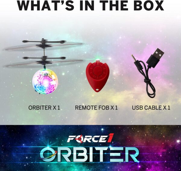 Force1 1 Pack Orbiter Flying Ball Hand Operated Spinner Drones for Kids- Mini Toy with Remote, LED Controlled Hover Indoor Fidget Floating UFO - Image 6