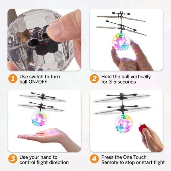 Force1 1 Pack Orbiter Flying Ball Hand Operated Spinner Drones for Kids- Mini Toy with Remote, LED Controlled Hover Indoor Fidget Floating UFO - Image 3
