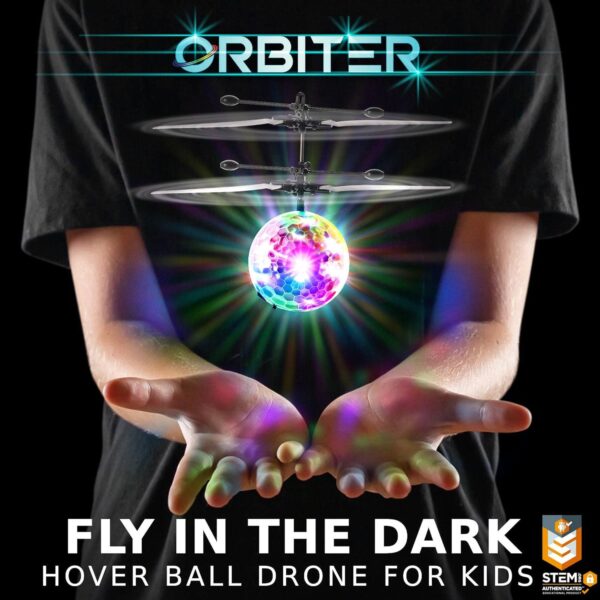 Force1 1 Pack Orbiter Flying Ball Hand Operated Spinner Drones for Kids- Mini Toy with Remote, LED Controlled Hover Indoor Fidget Floating UFO - Image 2