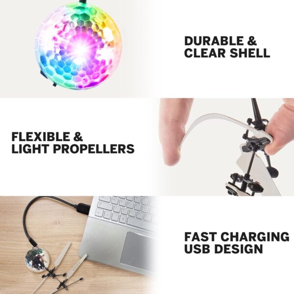 Force1 1 Pack Orbiter Flying Ball Hand Operated Spinner Drones for Kids- Mini Toy with Remote, LED Controlled Hover Indoor Fidget Floating UFO - Image 4