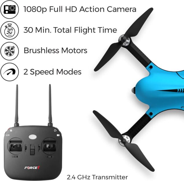 Force1 F100GP Drone: GoPro Compatible, 1080p HD Video, Long Range - Includes 2 Batteries - Image 6