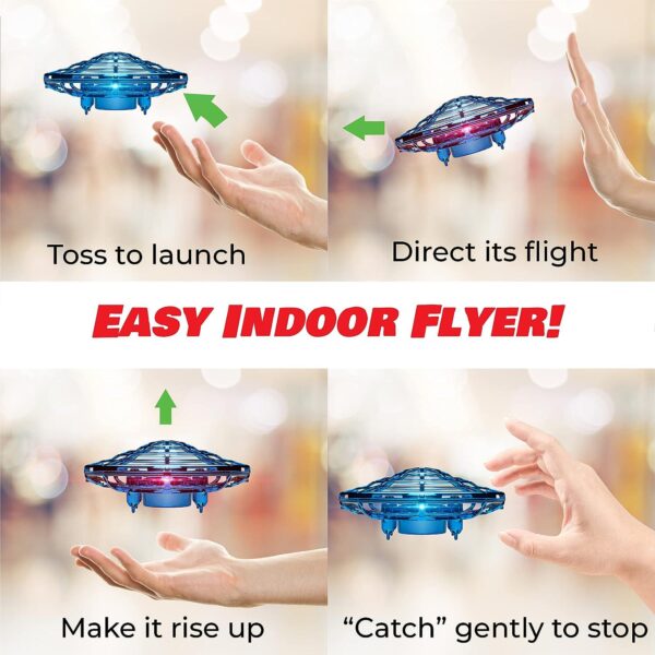 Force1 Scoot Hand Operated Drone for Kids Adults - Hands Free Motion Sensor Mini Indoor Small UFO Toy Flying Ball (Blue) - Image 5