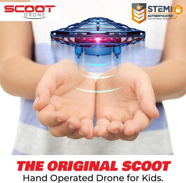 Force1 Scoot Hand Operated Drone for Kids Adults - Hands Free Motion Sensor Mini Indoor Small UFO Toy Flying Ball (Blue) - Image 2