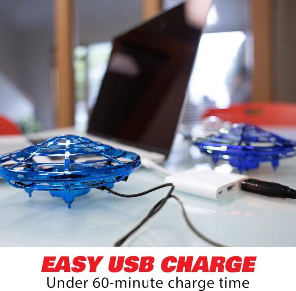 Force1 Scoot Hand Operated Drone for Kids Adults - Hands Free Motion Sensor Mini Indoor Small UFO Toy Flying Ball (Blue) - Image 4