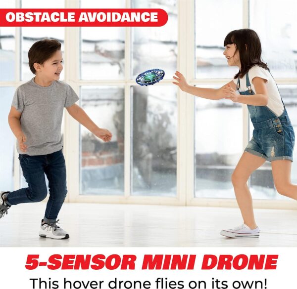 Force1 Scoot Hand Operated Drone for Kids Adults - Hands Free Motion Sensor Mini Indoor Small UFO Toy Flying Ball (Blue) - Image 3