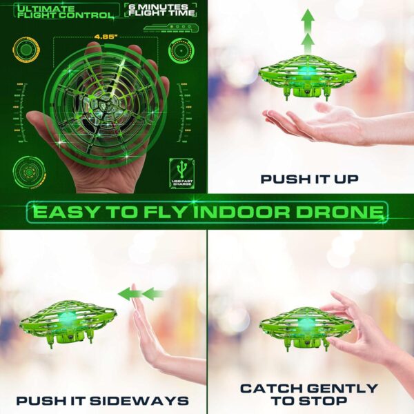 Force1 Scoot Skeet Drone Electronic Shooting Game for Kids (Drone Only)- Hand Compatible with LED Blaster Gun, Ultimate Target Indoor Flying Toy (Green) - Image 4