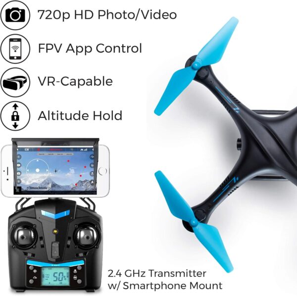 Force1 U45WF FPV RC Drone: VR Capable, WiFi, 720p HD Live Video - Includes 2 Batteries - Image 6