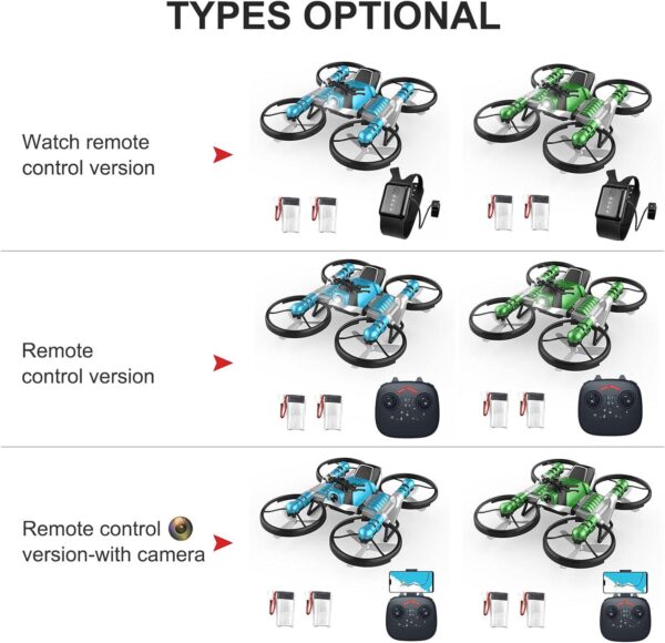 GoolRC 2 in 1 Drone Motorcycle Aircraft Foldable for Beginners and Kids, Quadcopter Optical Flow Positioning, 360°Flip, 2 Battery Mini Toy - Image 7