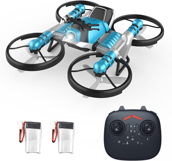GoolRC 2 in 1 Drone Motorcycle Aircraft Foldable for Beginners and Kids, Quadcopter Optical Flow Positioning, 360°Flip, 2 Battery Mini Toy