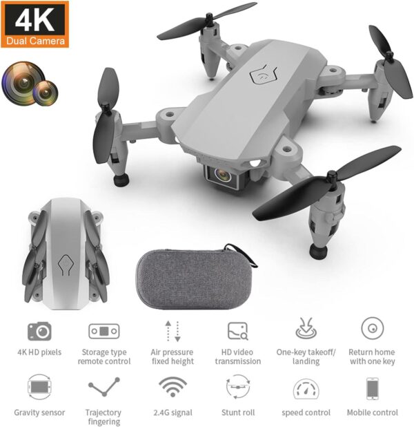 GoolRC L23 Mini Drone with 4K HD Camera for Kids and Adults, FPV Live Video Foldable Quadcopter 3D Flips, Track Flight, Altitude Hold, Headless Mode, Storage Bag 3 Batteries (Grey) - Image 2