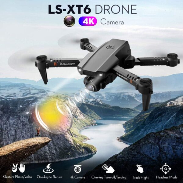 GoolRC LS-XT6 Drone, with Camera 4K Foldable for Beginners and Kids, Quadcopter Voice Gesture Control Carrying Case, Optical Flow Positioning, 360°Flip, Waypoint Fly - Image 2