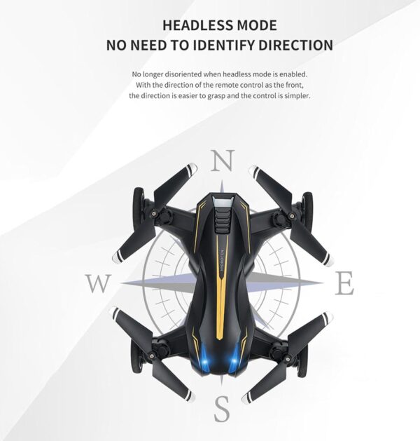 GoolRC Mini Drone for Kids, with Camera Adults, 4K HD 2 In 1 Quadcopter Land Fly Mode, LED Lights, Auto Hovering, 3D Flips, Headless APP Control, Speed Adjustment (Yellow) - Image 6
