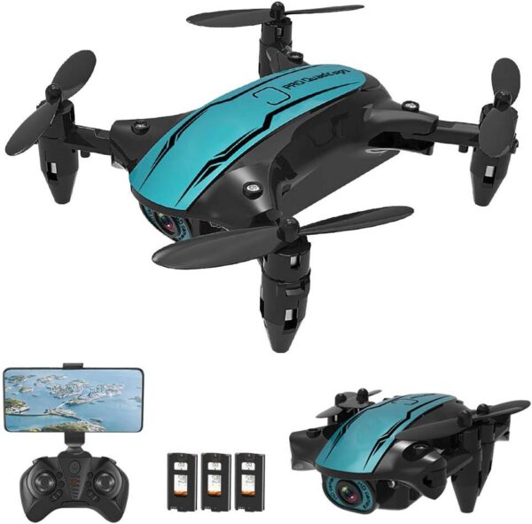 GoolRC CS02 Mini Drone: 480P Camera, WiFi FPV, Foldable, 360° Flip, Altitude Hold, 3 Batteries