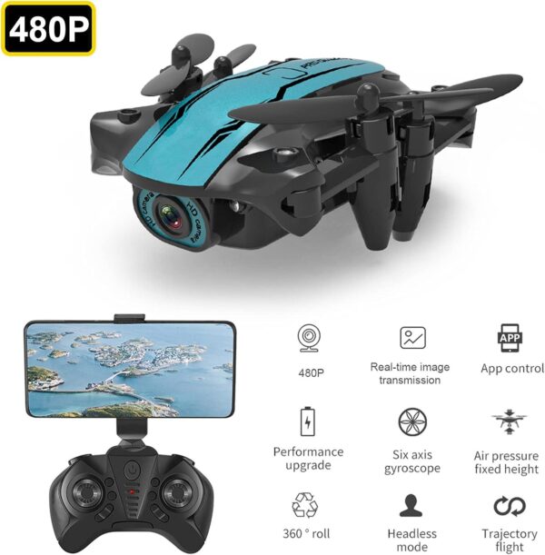 GoolRC CS02 Mini Drone: 480P Camera, WiFi FPV, Foldable, 360° Flip, Altitude Hold, 3 Batteries - Image 2