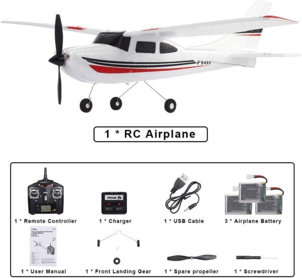 GoolRC WLtoys F949S Airplane, 2.4Ghz 3CH Plane with Gyroscope, EPP Remote Control Easy Fly Aircraft 3 Batteries for Beginners Kids and Adults - Image 9