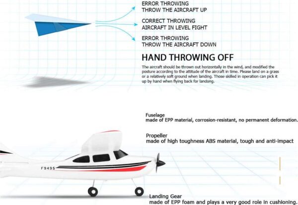 GoolRC WLtoys F949S Airplane, 2.4Ghz 3CH Plane with Gyroscope, EPP Remote Control Easy Fly Aircraft 3 Batteries for Beginners Kids and Adults - Image 6