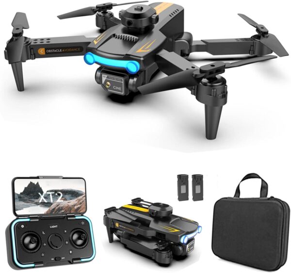 GoolRC XT2 Drone with Camera for Adults, 4K HD FPV Mini Kids Optical Flow Positioning, Qudcopter Obstacle Avoidance, 3D Flips, Altitude Hold, Headless Mode, 2 Batteries (Black)