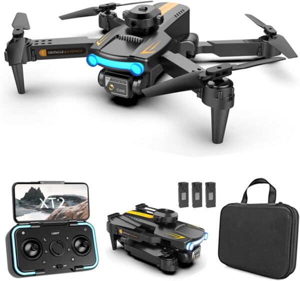 GoolRC XT2 Drone: 4K HD Camera, Foldable Mini Quadcopter, Obstacle Avoidance, 3 Batteries