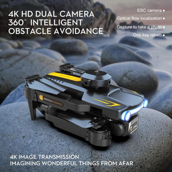 GoolRC XT2 Drone with Camera for Adults, 4K HD FPV Mini Kids Optical Flow Positioning, Qudcopter Obstacle Avoidance, 3D Flips, Altitude Hold, Headless Mode, 2 Batteries (Black) - Image 2