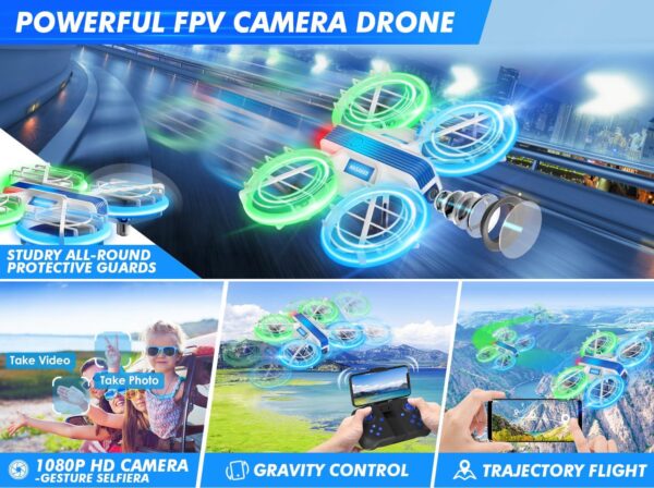 HASAKEE Drone with 1080P HD Camera: FPV, Bright LED, Full Protection, 2 Batteries, Easy Play - Image 2