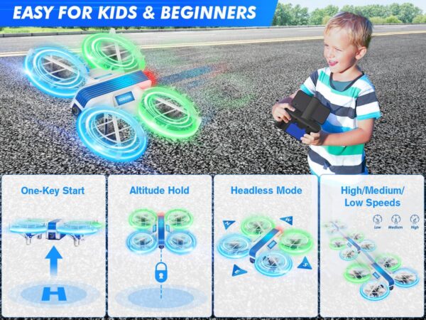 HASAKEE Drone with 1080P HD Camera: FPV, Bright LED, Full Protection, 2 Batteries, Easy Play - Image 5