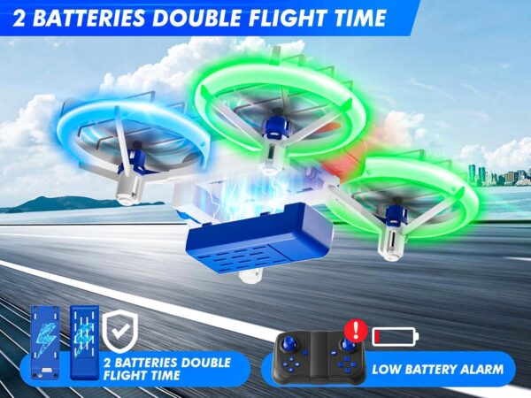 HASAKEE Drone with 1080P HD Camera: FPV, Bright LED, Full Protection, 2 Batteries, Easy Play - Image 4