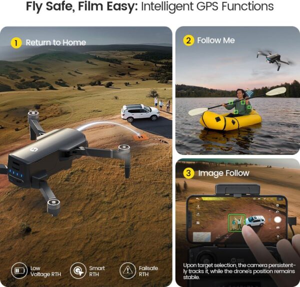 Holy Stone HS360S: GPS Drone with 4K UHD Camera for Beginner Adults, Foldable FPV RC Quadcopter - Image 5