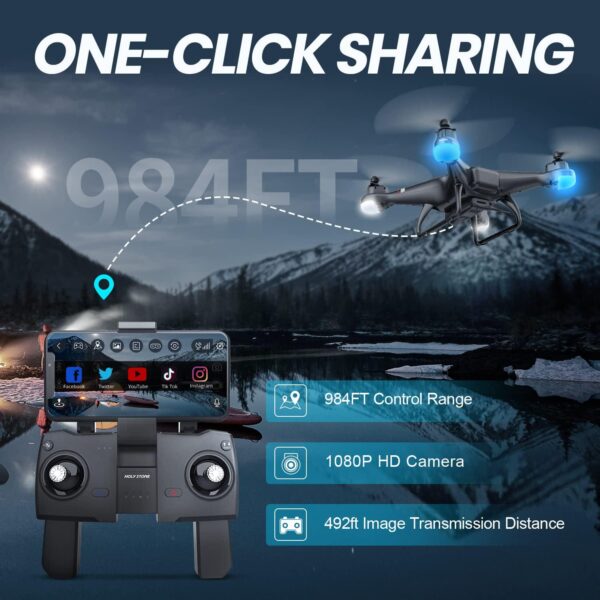 Holy Stone HS110G: GPS Drone with 1080P HD Camera, FPV Live Video, Altitude Hold, Follow Me - Image 3
