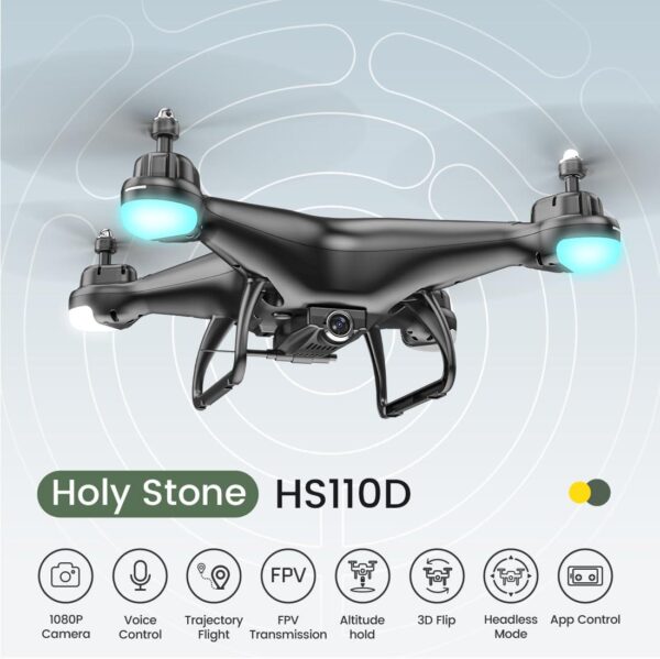 Holy Stone HS110D: FPV RC Drone with 1080P HD Camera, WiFi, Gravity Sensor, 2 Batteries - Image 4