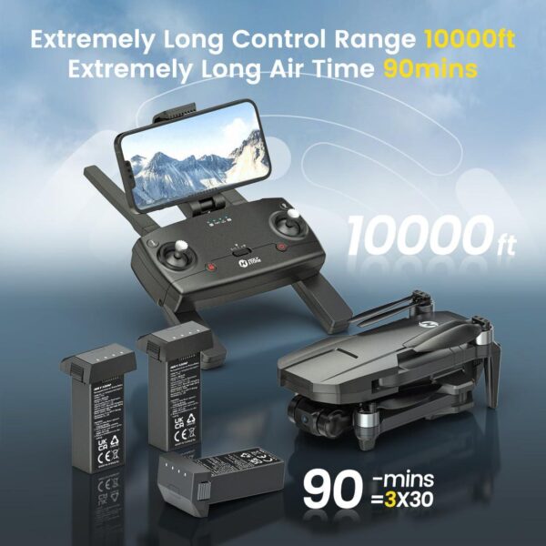 Holy Stone HS720R: 4K Camera Drone for Adults, 3 Batteries, GPS, EIS, 10000 Feet Transmission - Image 3