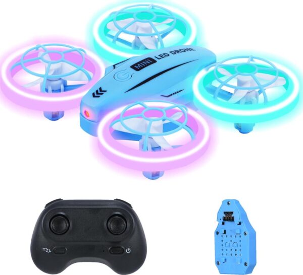 Colorful LED Mini Drone for Kids: Headless Mode, 360 Flips, Altitude Hold, Propeller Protection
