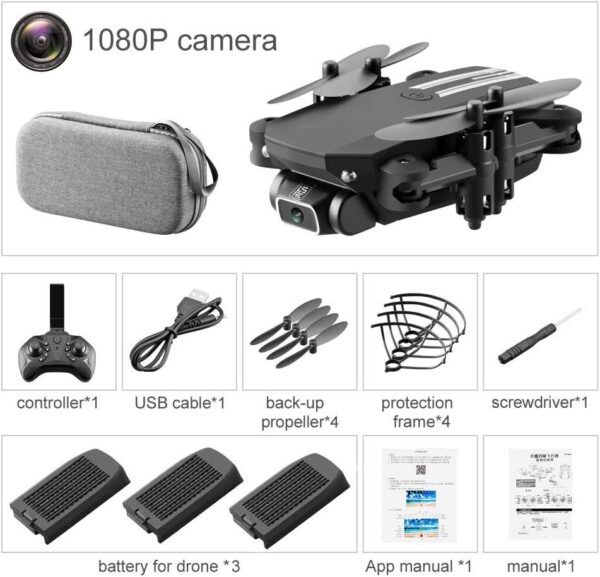 GoolRC LS-MIN Mini Drone: 1080P Camera, 360° Flip, Gesture Control, 3 Batteries, Carry Bag - Image 9