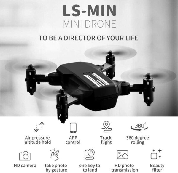 GoolRC LS-MIN Mini Drone: 1080P Camera, 360° Flip, Gesture Control, 3 Batteries, Carry Bag - Image 3