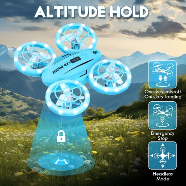Colorful LED Mini Drone for Kids: Headless Mode, 360 Flips, Altitude Hold, Propeller Protection - Image 2