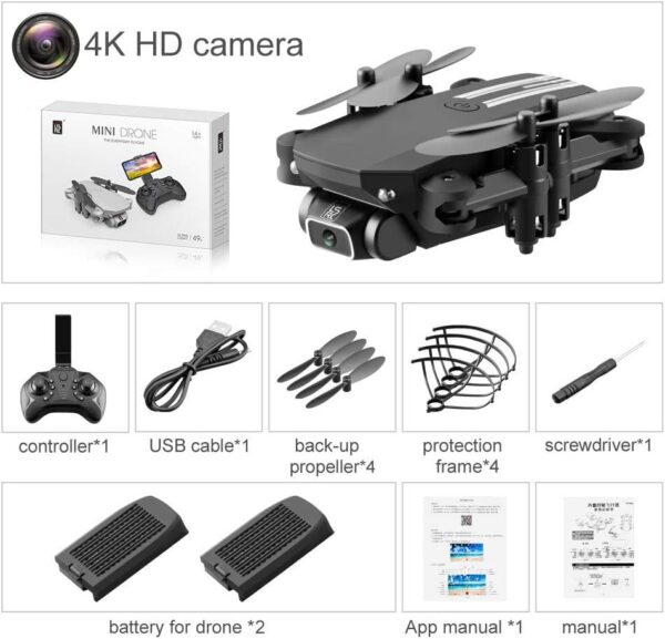 Mini Drone for Kids and Adults, GoolRC LS-MIN Quadcopter with 4K Camera, 360° Flip, Gesture Photo/Video, Track Flight, Altitude Hold, Headless Mode, Include 2 Batteries (Black) - Image 9