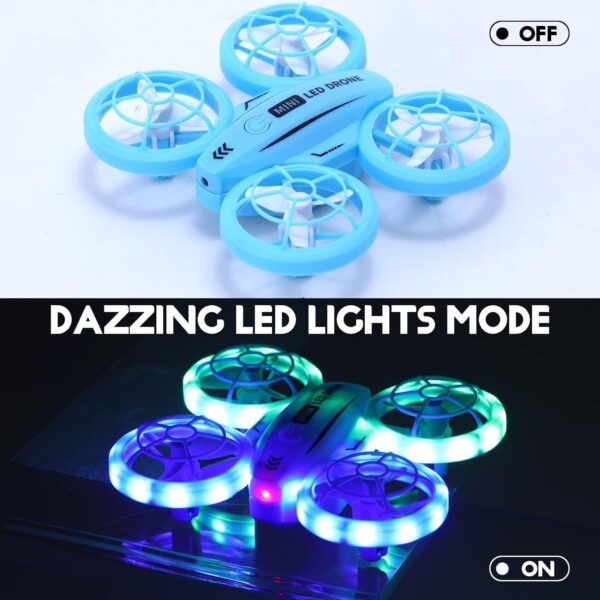Colorful LED Mini Drone for Kids: Headless Mode, 360 Flips, Altitude Hold, Propeller Protection - Image 3