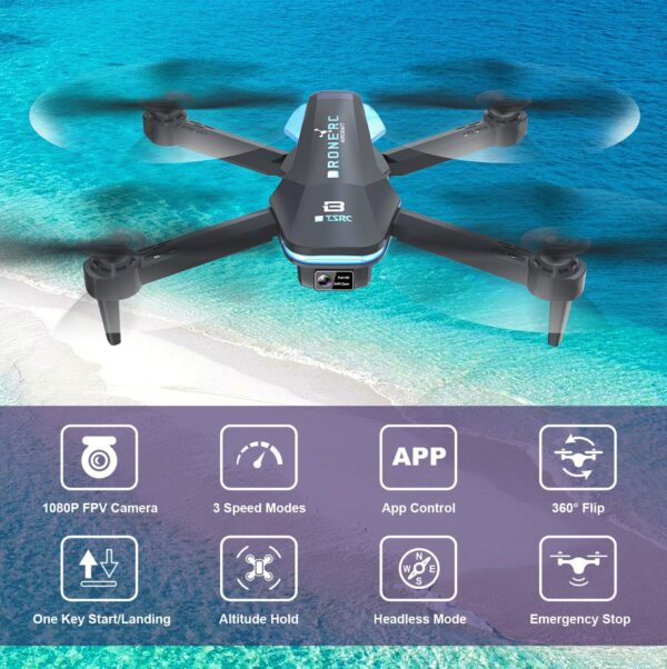 Foldable Mini Drone with 1080P HD Camera: 90° Adjustable Lens, Gesture Selfie, Altitude Hold, 360° Flip - Image 3