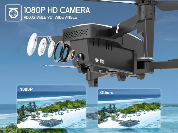 NEHEME NH760: 1080P HD Camera Drone for Adults & Beginners - Foldable, WiFi FPV, Altitude Hold - Image 2