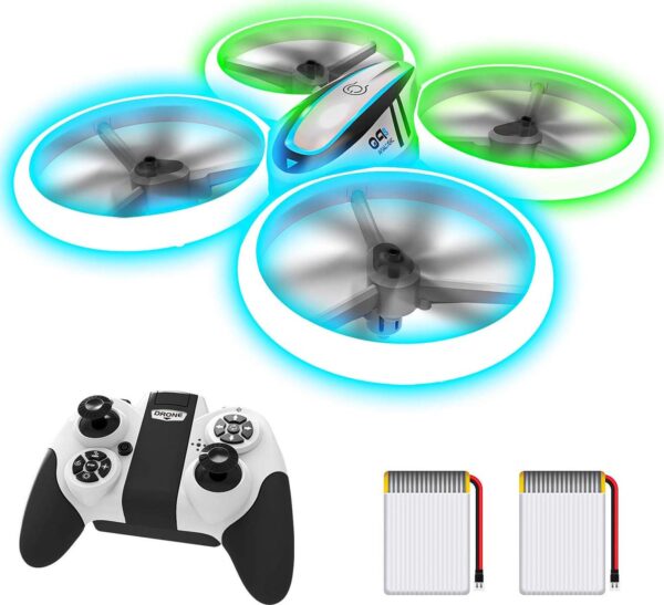 Q9s Kids Drone: Altitude Hold, Headless Mode, Blue/Green Lights, Full Protection, 2 Batteries