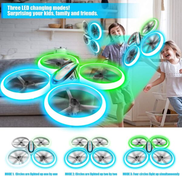 Q9s Kids Drone: Altitude Hold, Headless Mode, Blue/Green Lights, Full Protection, 2 Batteries - Image 2