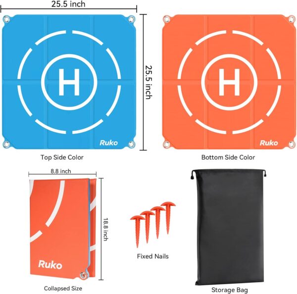 Ruko 25.5" Drone Landing Pad: Waterproof, Double-Sided, Portable for FPV Drones - Image 5