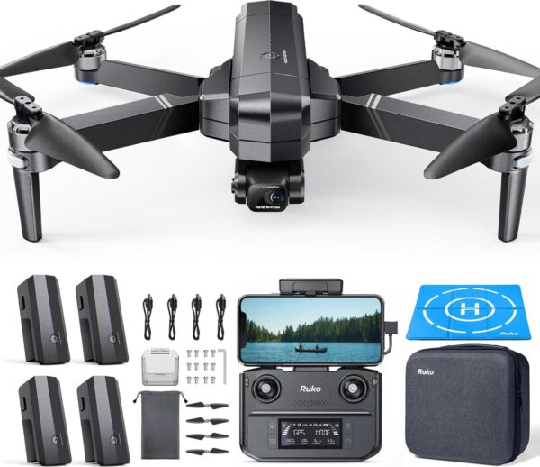 Ruko F11GIM2 4B Drone: 4K Camera, 112min Flight, 2-Axis Gimbal+EIS, Long Range, FAA Remote ID