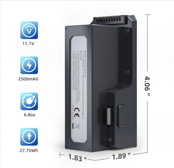Ruko F11/F11PRO/F11GIM/F11GIM2 Drone Battery 11.1V 2500mAh/27.75Wh Li-po Rechargeable and USB Cable for Series RC Quadcopter Black - Image 2