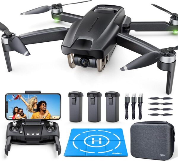 Ruko GPS Drone: 4K Camera, 90 Min Flight, 245g Foldable, Auto-Return, 5GHz WiFi
