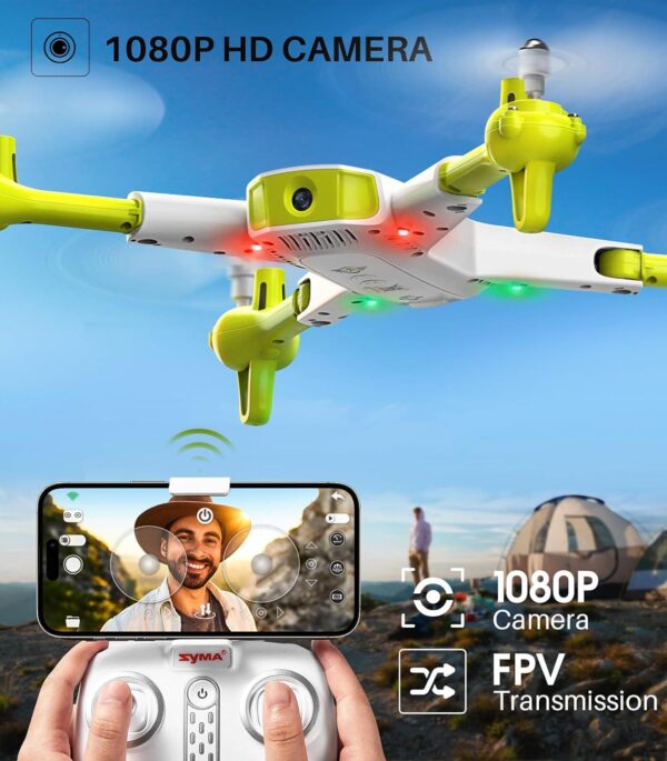 SYMA Drone: 1080P Camera, Foldable FPV, Altitude Hold, 3D Flips, Speed Switch, 2 Batteries - Image 2