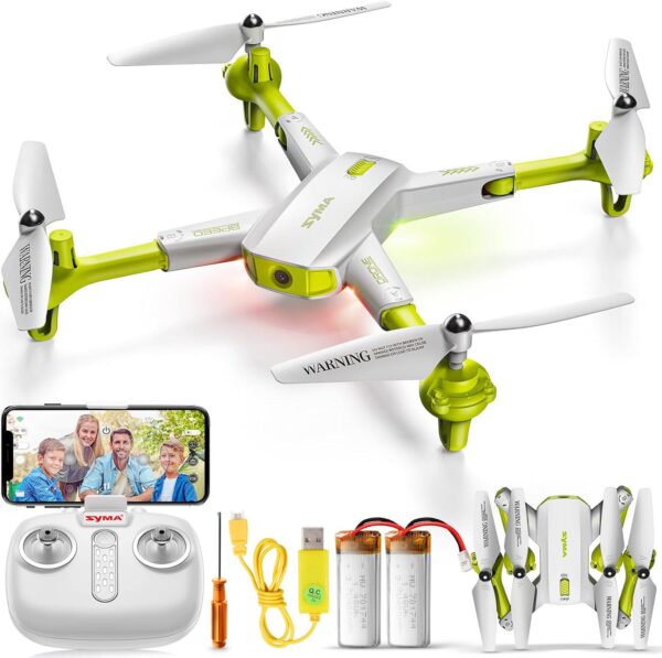 SYMA Drone: 1080P Camera, Foldable FPV, Altitude Hold, 3D Flips, Speed Switch, 2 Batteries