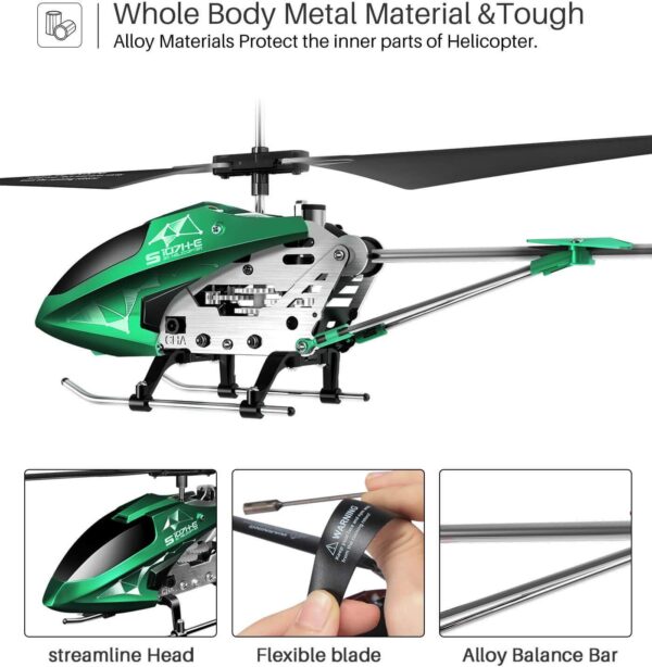 SYMA S107H-E Remote Control Helicopter: Altitude Hold, One Key Take Off/Landing, Gyro Stabilizer, LED Light, Green - Image 3