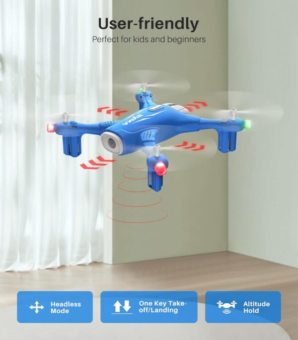 SYMA X400 Mini Drone: 1080P FPV Camera, Remote Control, Altitude Hold, Gravity Start, 3D Flips, Blue - Image 3